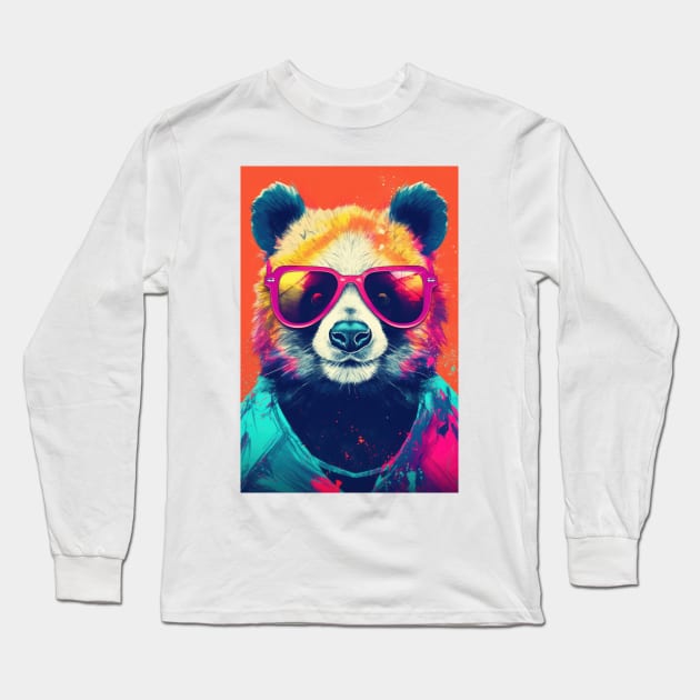 Panda in Pink Sunglasses Long Sleeve T-Shirt by JensenArtCo